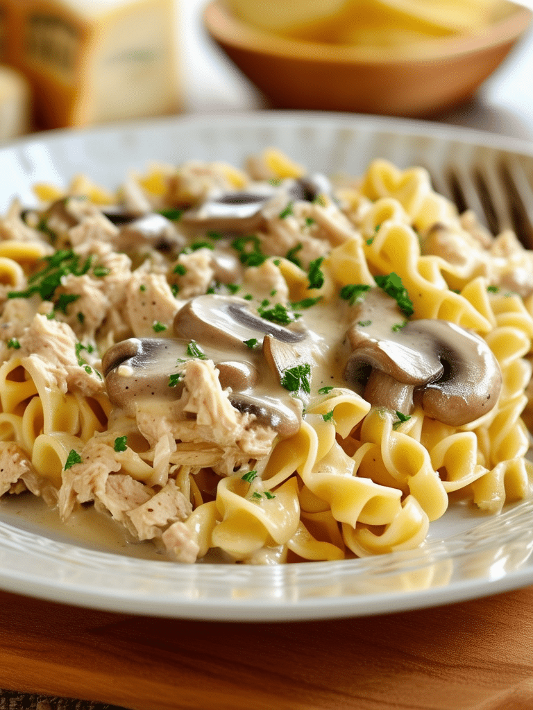 Tuna Noodle Casserole with Mushroom Sauce